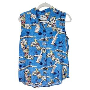 Big Dogs Sleeveless Button Front Shirt It’s Five O’Clock Somewhere